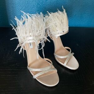 Nina Cream Feathered Stiletto Heels